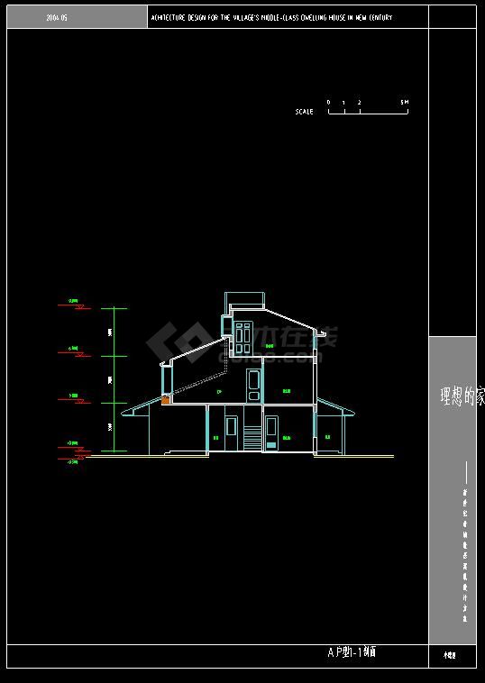 某地简单现代风格别墅建筑设计CAD方案图-图二