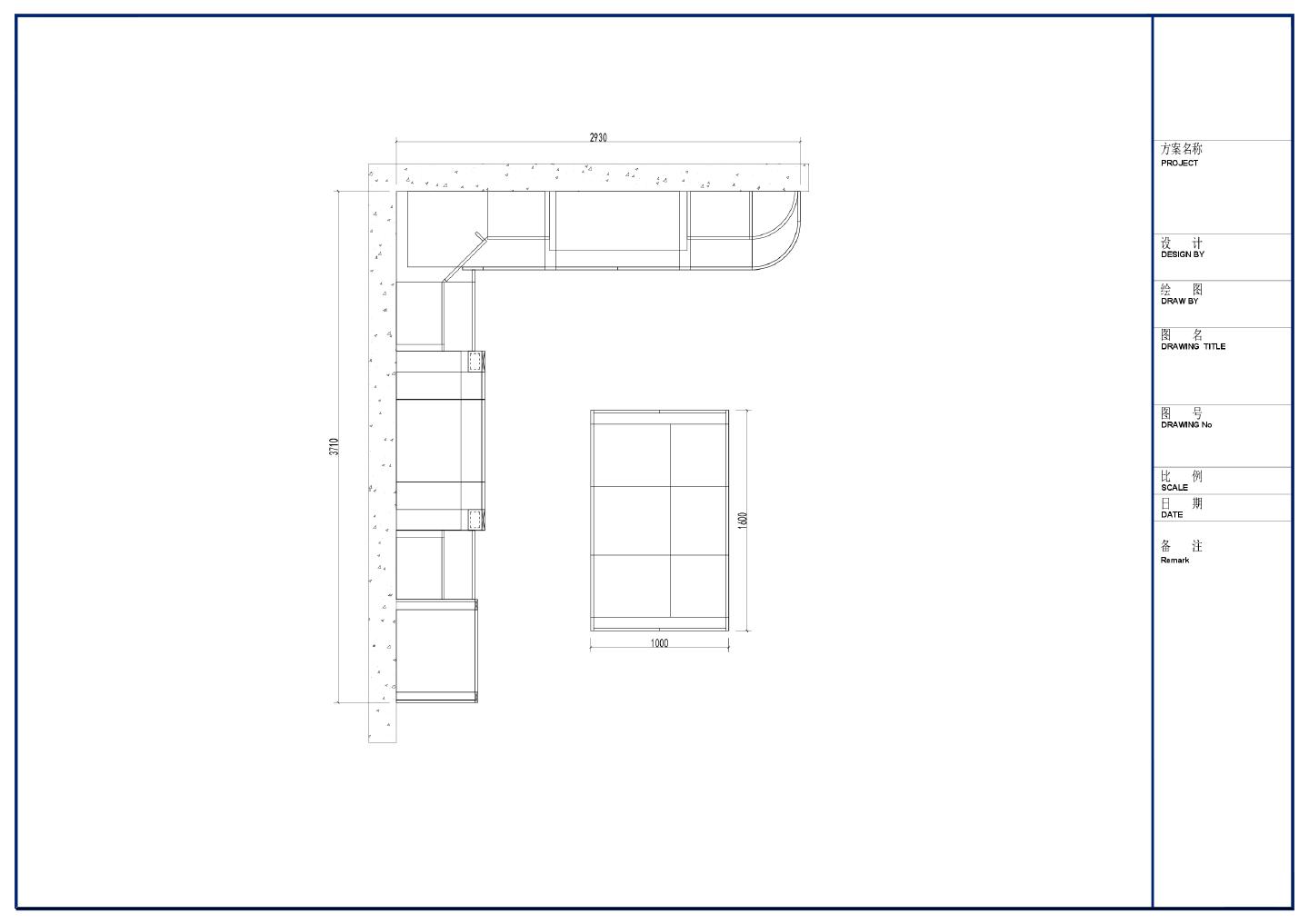 某某建筑橱柜7结构平面图CAD图