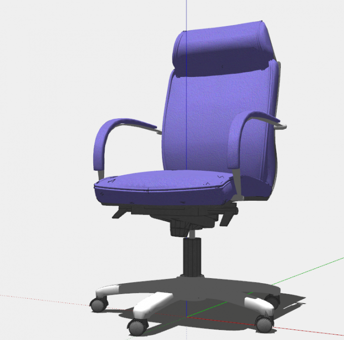 亮紫色可调高带滑轮办公椅子su模型_图1