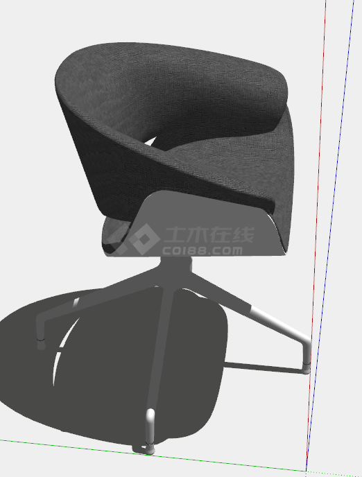 银白色带有灰黑色内衬的贝壳办公椅子su模型-图二