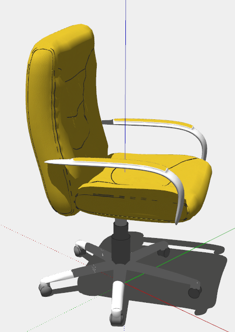 姜黄色带扶手的滑轮办公椅子su模型-图二