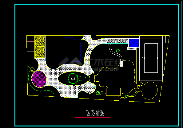 某园路铺装施工装修CAD平面设计图-图二