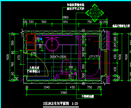 整个住宅楼厨房装修CAD平面立面设计图-图二