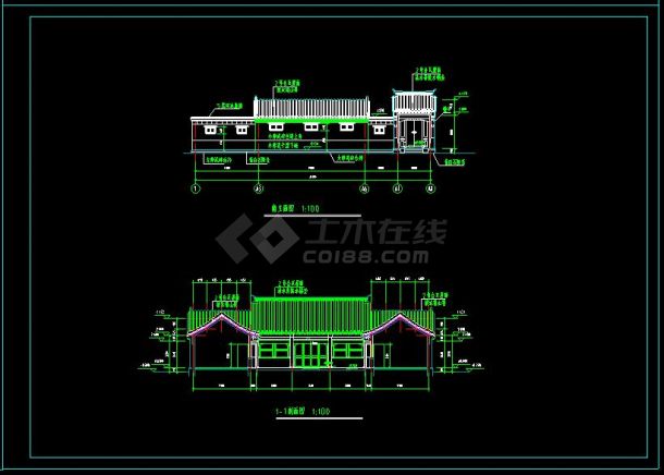 北京四合院住宅建筑方案设计CAD施工图-图二
