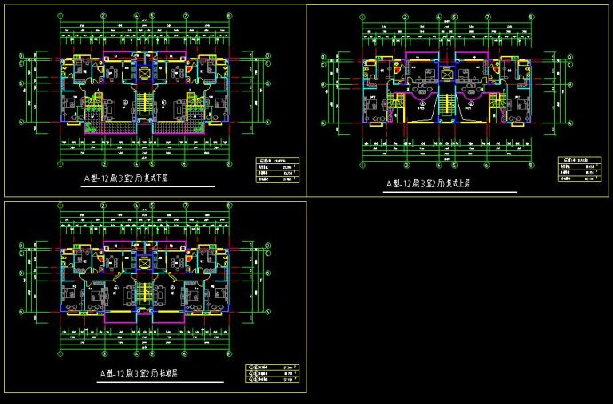 某高层住宅项目一梯二户户型CAD方案设计图_图1