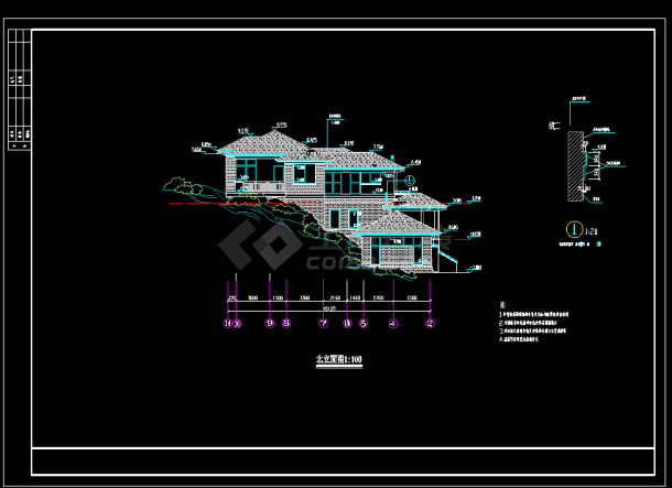 某城市高档别墅小区CAD建筑施工图（内含设计说明）-图二