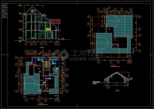 某地山庄特色别墅建筑设计CAD方案图(含设计说明）-图二