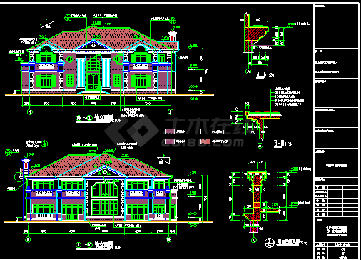 某经典中式别墅CAD建筑设计施工图纸-图二
