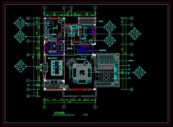 某地多层住宅别墅建筑设计CAD竣工图-图二