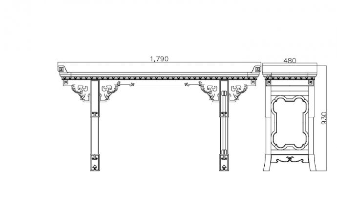 某中式家具五福如意供桌设计图_图1