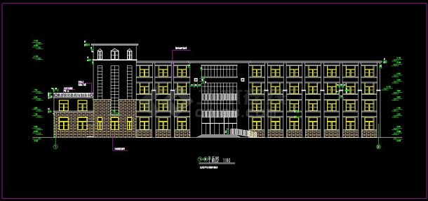 某企业员工宿舍楼建筑方案设计CAD图纸-图二
