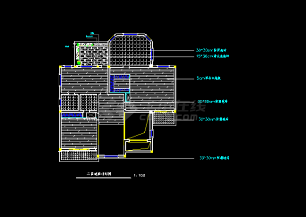 某双层别墅建筑cad施工设计方案图-图二