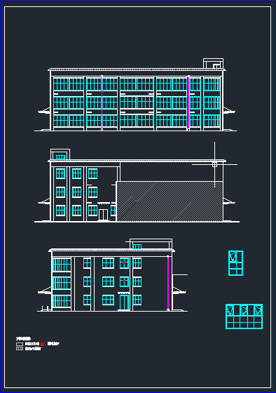 某三层框架结构幼儿园完整建筑平、立、剖面施工图（含设计说明）_图1
