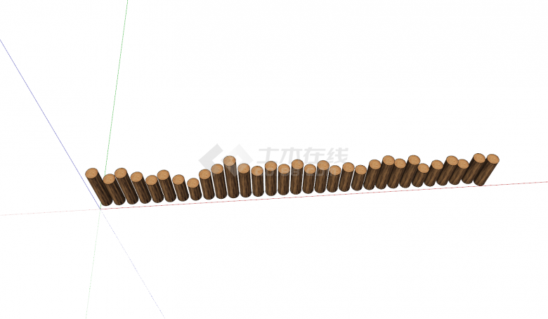 杉木桩不规则排列组合su模型-图二