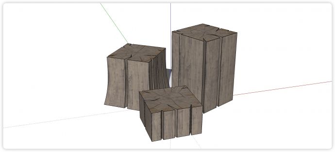 方形矩形柱体杉木桩SU模型_图1