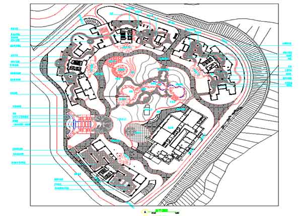 深圳某居住区中心花园景观方案设计总平面图
