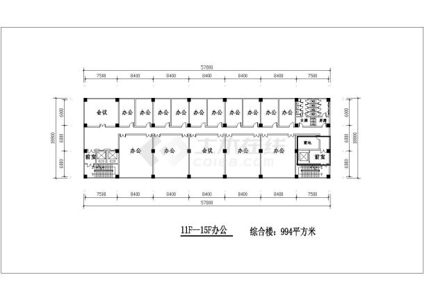 某16层框架结构办公楼建筑方案设计图纸-图二