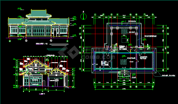 某地仿古戏楼建筑施工CAD设计图-图一