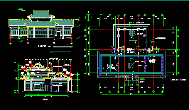 某地仿古戏楼建筑施工CAD设计图_图1