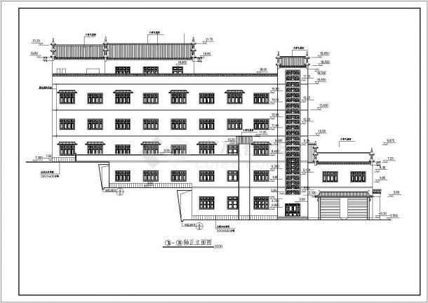 某地6层框架结构宾馆建筑方案图纸-图二