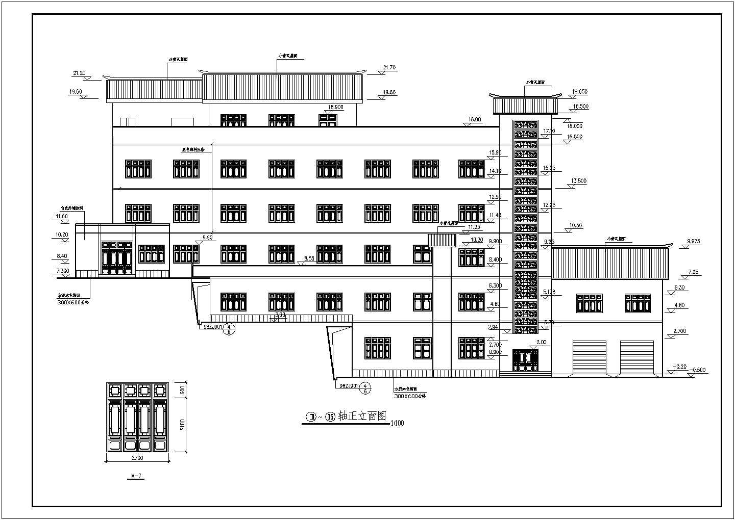 某地6层框架结构宾馆建筑方案图纸