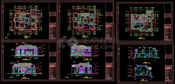 某地多层古典风格别墅建筑设计cad方案图-图一