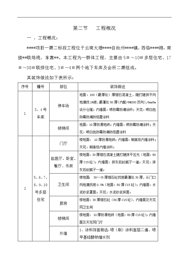 云南某住宅项目装饰工程施工方案-图二