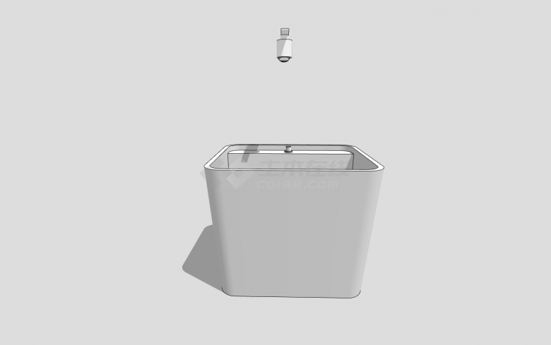 悬空龙头白色拖把池洗手池SU模型-图二