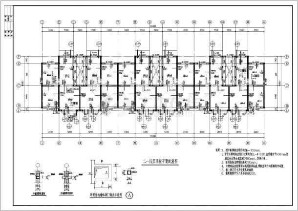 某地上五层底部抗震墙住宅结构设计施工图-图二