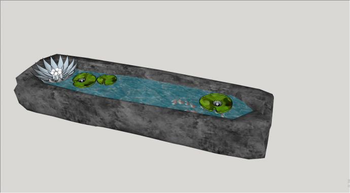 黑色方型水池景观设计su模型_图1