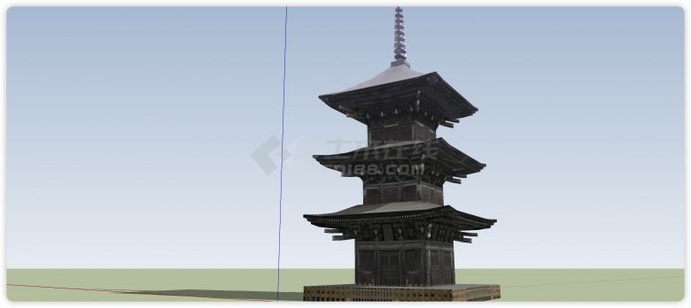 四层尖塔顶日本古建su模型-图一