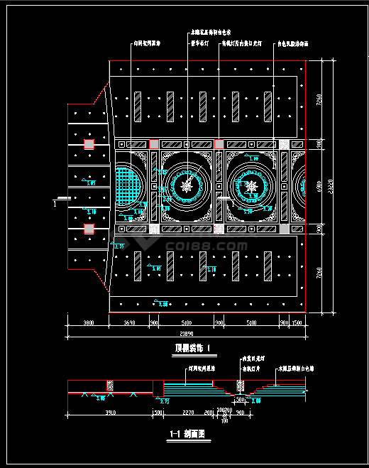 经典室内装修顶棚装饰cad素材平面图库-图一