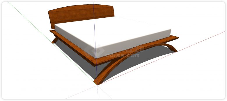 弧形脚红木床中式家具su模型-图一