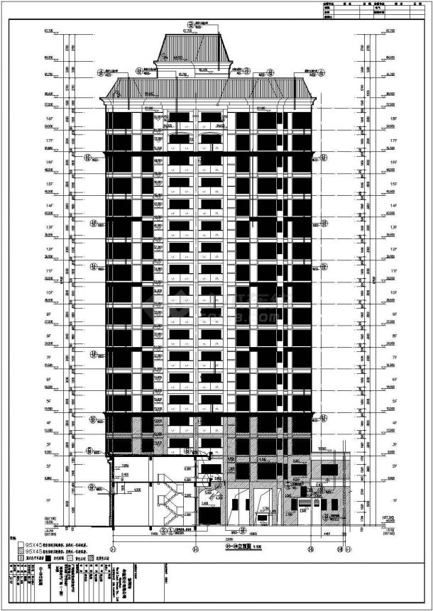 广西18层剪力墙商业住宅综合体建筑施工图-图一