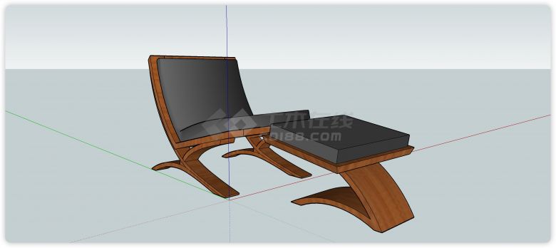 弧线造型贵妃躺椅中式家具su模型-图二