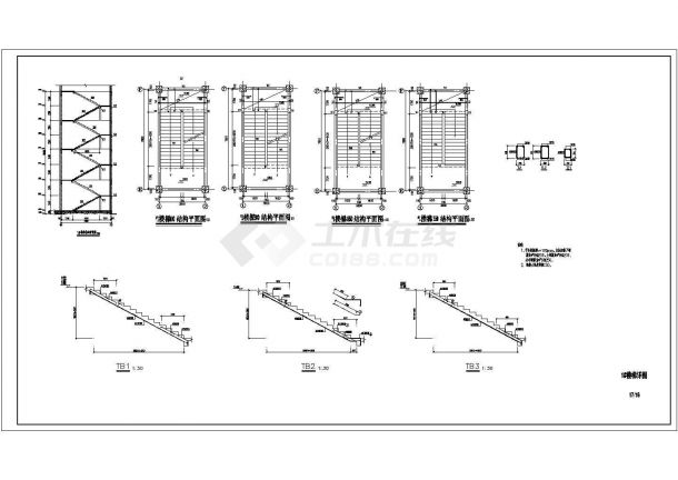 【都江堰】某四层框架高校食堂结构设计图-图一