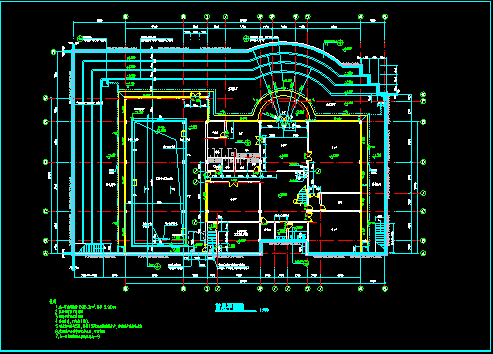 某休闲别墅建筑结构CAD平立面施工图-图二