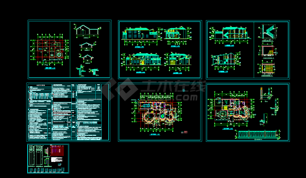 欧式别墅全套建筑CAD平立剖面设计图-图一