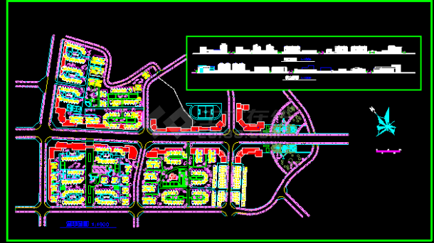 某市居住小区规划平面CAD建筑施工设计图-图一
