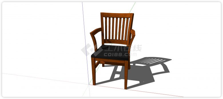 中式家具弧形靠背扶手软垫座椅su模型-图二