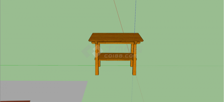 中式方形黄色实木桌子家具su模型-图一