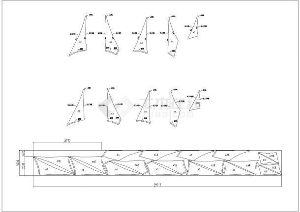 膜结构双冒口裁剪施工图（采用德国EASY软件）-图二