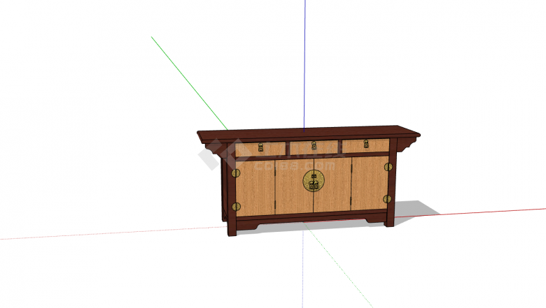 长方形两色木制桌子su模型-图二