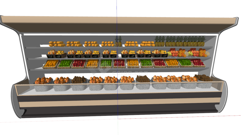 超市冷藏生鲜果蔬货架 su模型-图一