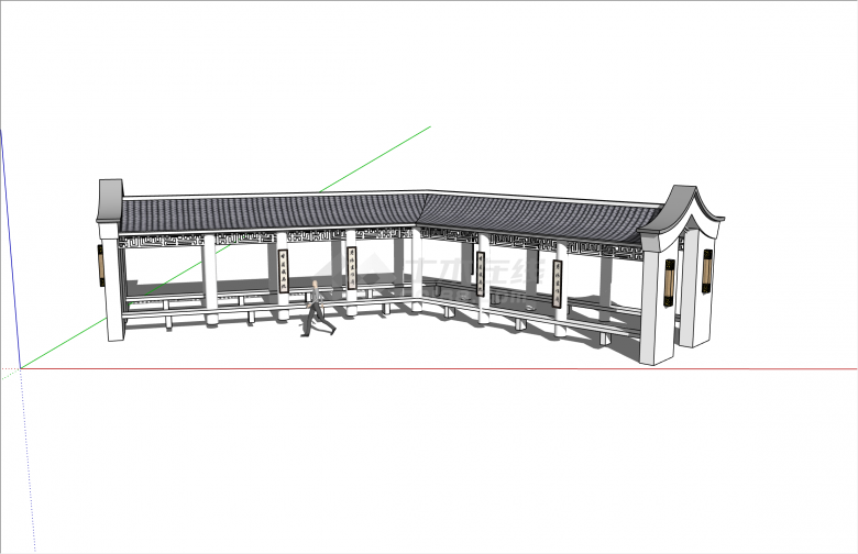 特色仿古中式亭子廊架su模型-图二