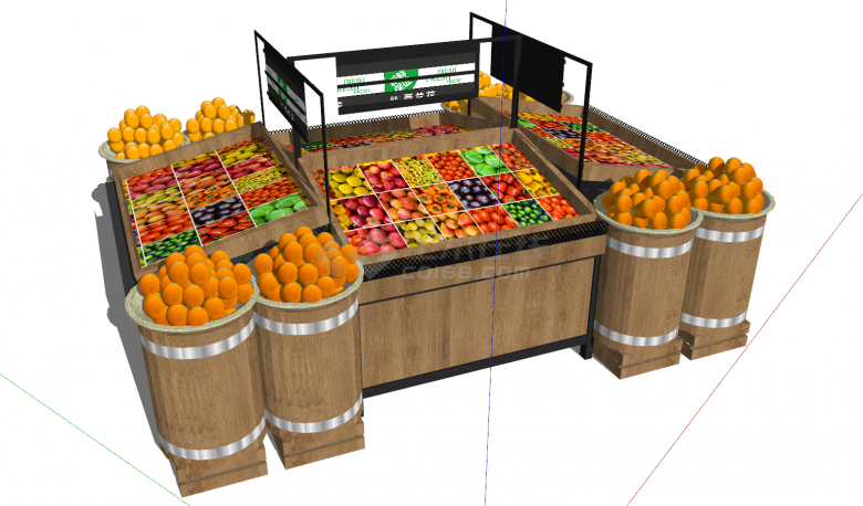 超市常规生鲜果蔬货架su模型-图二