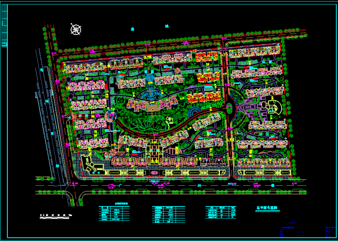某市生态住小区cad总平面规划及绿化设计图_图1