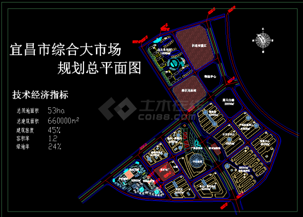 某市综合市场及物流cad规划总平面图-图一