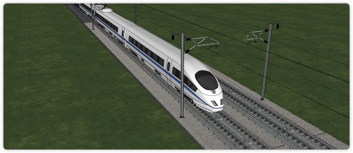 火车轨道白色车厢现代设计火车su模型_图1
