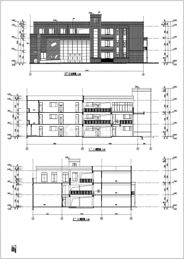 广东某地三层框架结构幼儿园建筑施工图-图二